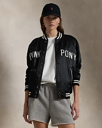 Pink Pony Satin Baseball Jacket