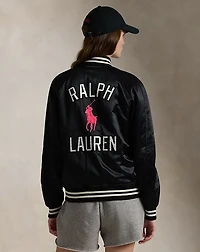 Pink Pony Satin Baseball Jacket