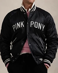Pink Pony Satin Baseball Jacket