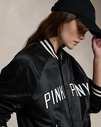 Pink Pony Satin Baseball Jacket