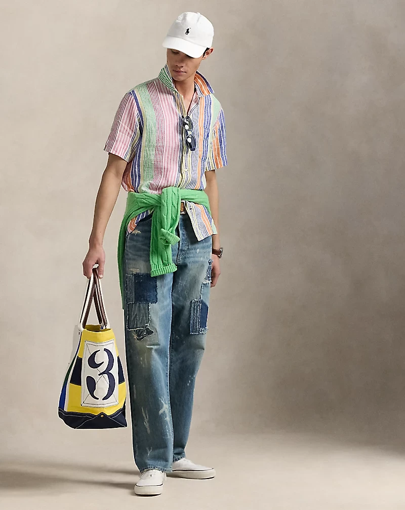 Classic Fit Print Linen Camp Shirt