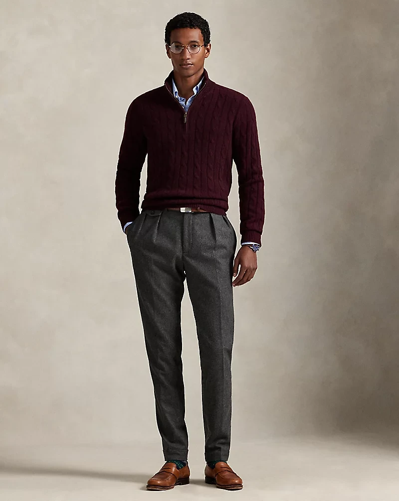 Cable-Knit Cashmere Quarter-Zip Sweater