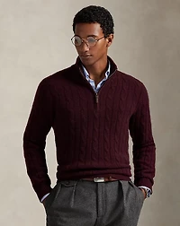 Cable-Knit Cashmere Quarter-Zip Sweater