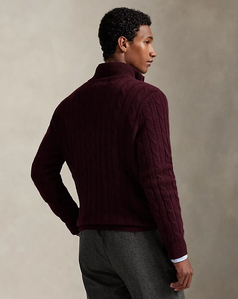 Cable-Knit Cashmere Quarter-Zip Sweater