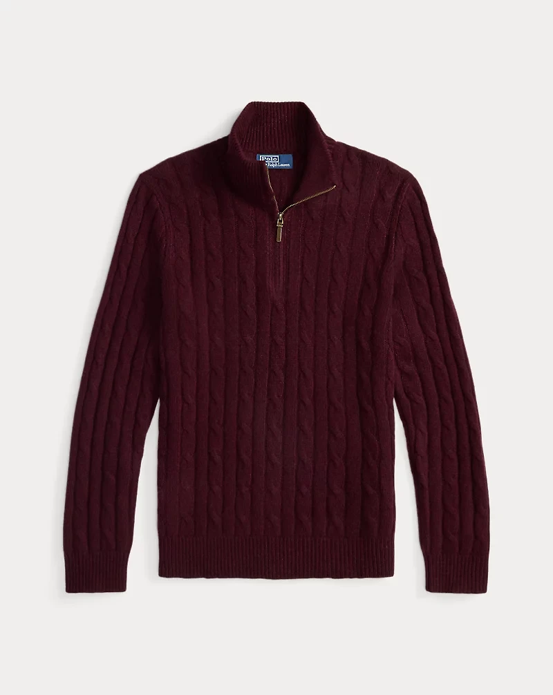Cable-Knit Cashmere Quarter-Zip Sweater