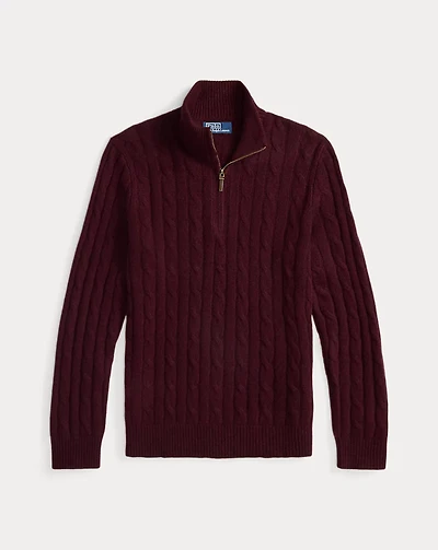 Cable-Knit Cashmere Quarter-Zip Sweater