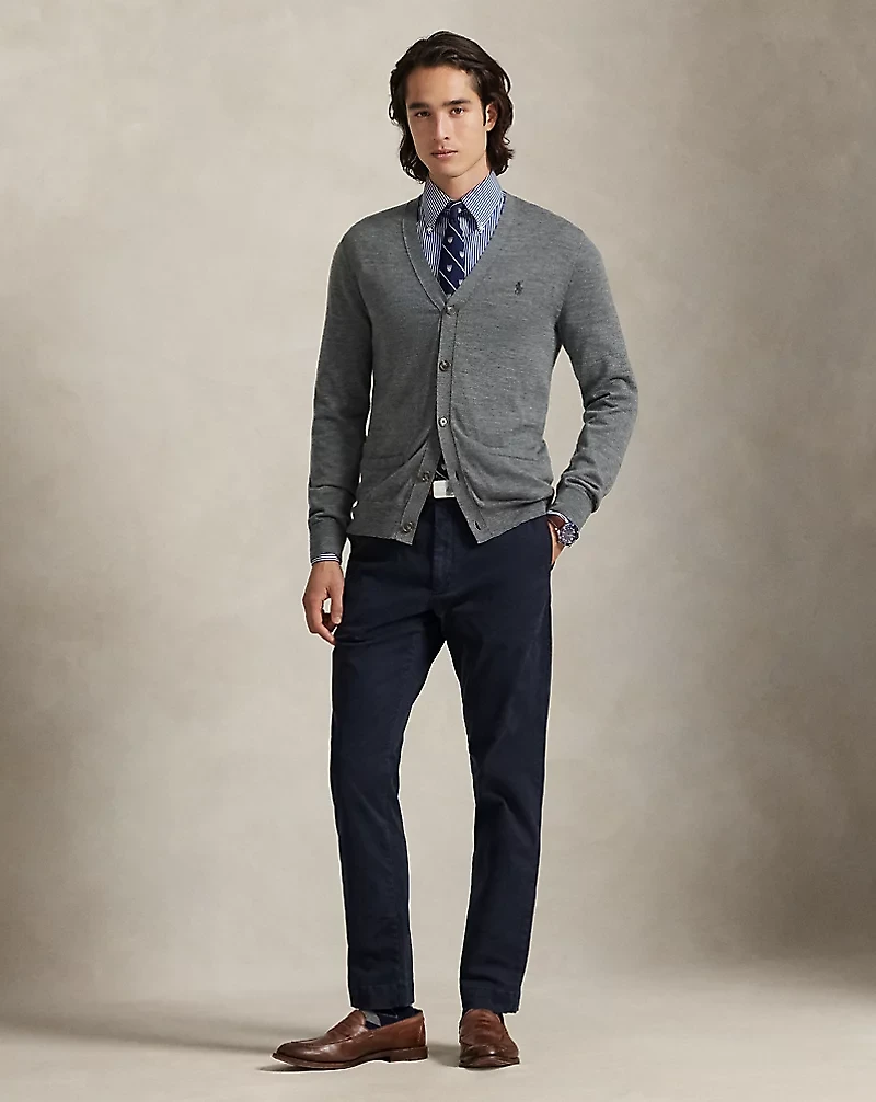 Slim Fit Washable Wool V-Neck Cardigan