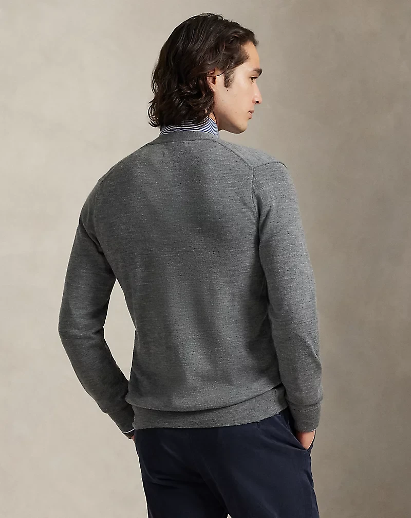 Slim Fit Washable Wool V-Neck Cardigan