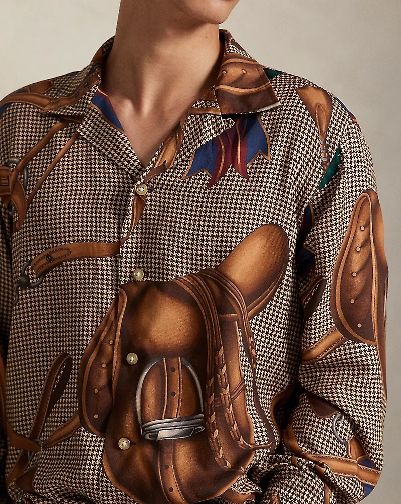 Classic Fit Equestrian-Print Camp Shirt