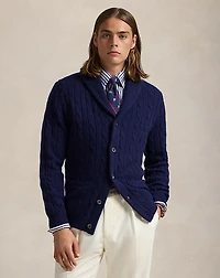 Cable-Knit Cashmere Shawl Cardigan