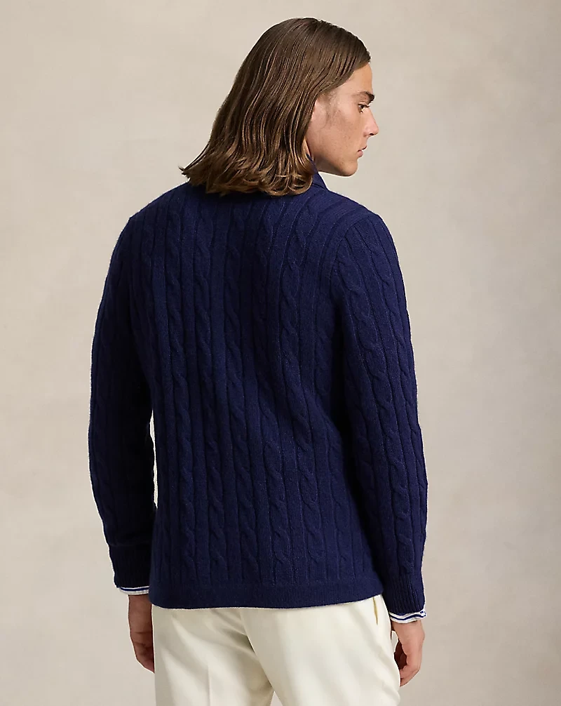 Cable-Knit Cashmere Shawl Cardigan