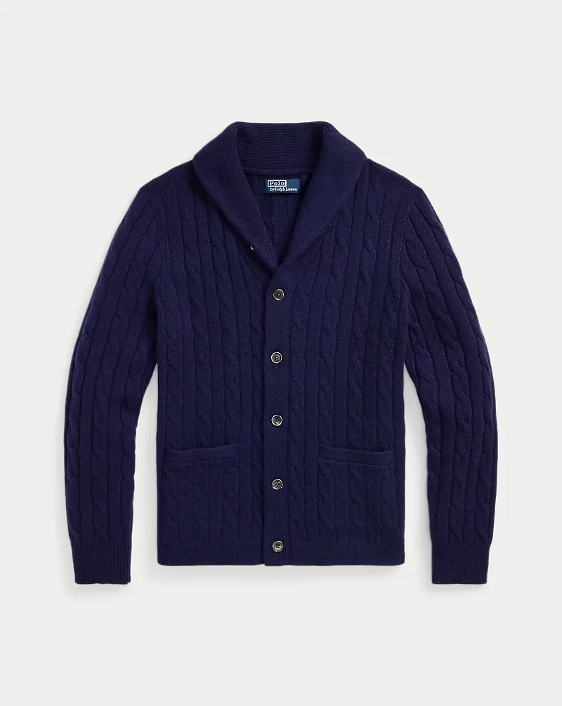 Cable-Knit Cashmere Shawl Cardigan