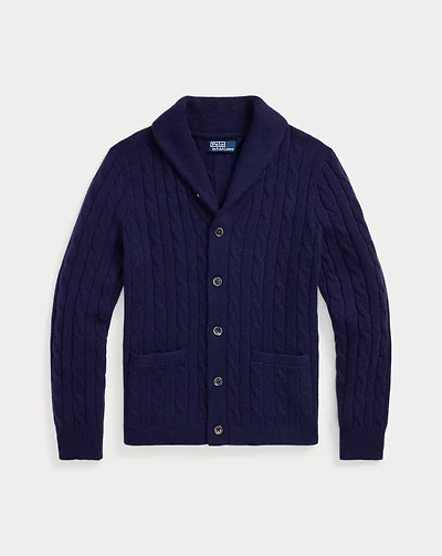 Cable-Knit Cashmere Shawl Cardigan