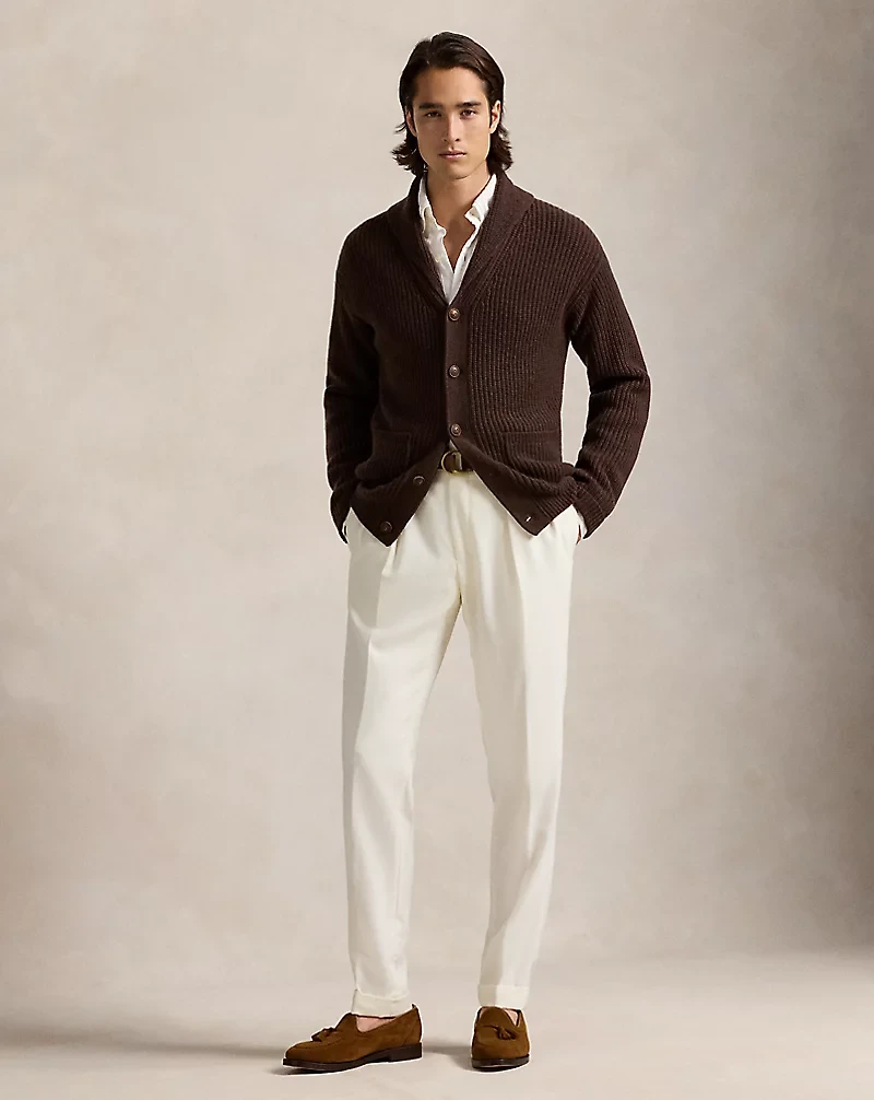 Textured Wool-Cashmere Shawl Cardigan