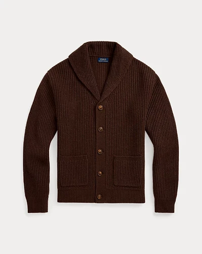 Textured Wool-Cashmere Shawl Cardigan