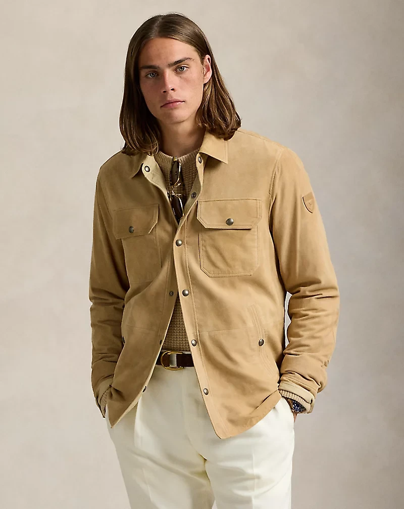 Reversible Suede-Taffeta Shirt Jacket