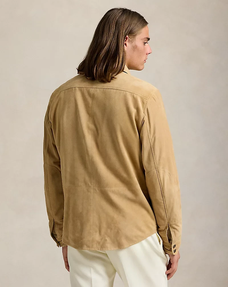 Reversible Suede-Taffeta Shirt Jacket