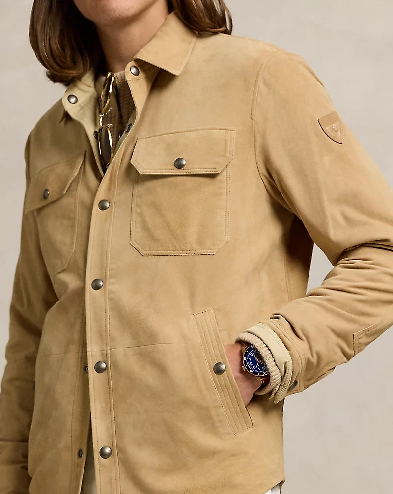 Reversible Suede-Taffeta Shirt Jacket