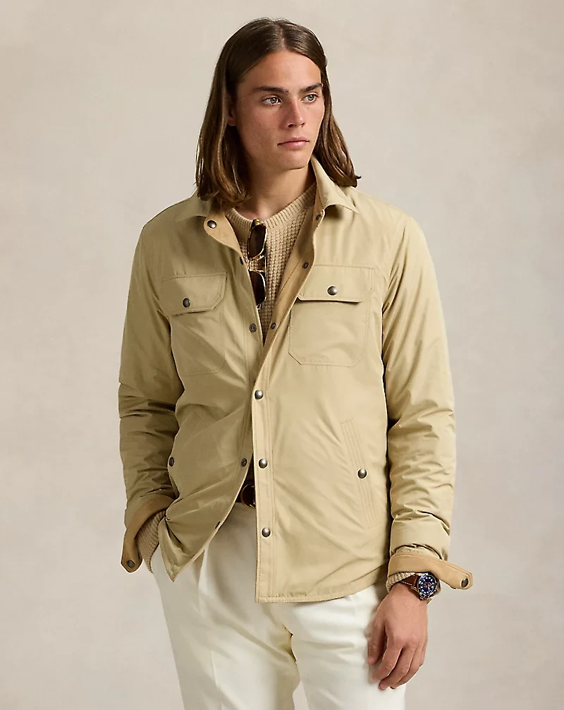 Reversible Suede-Taffeta Shirt Jacket