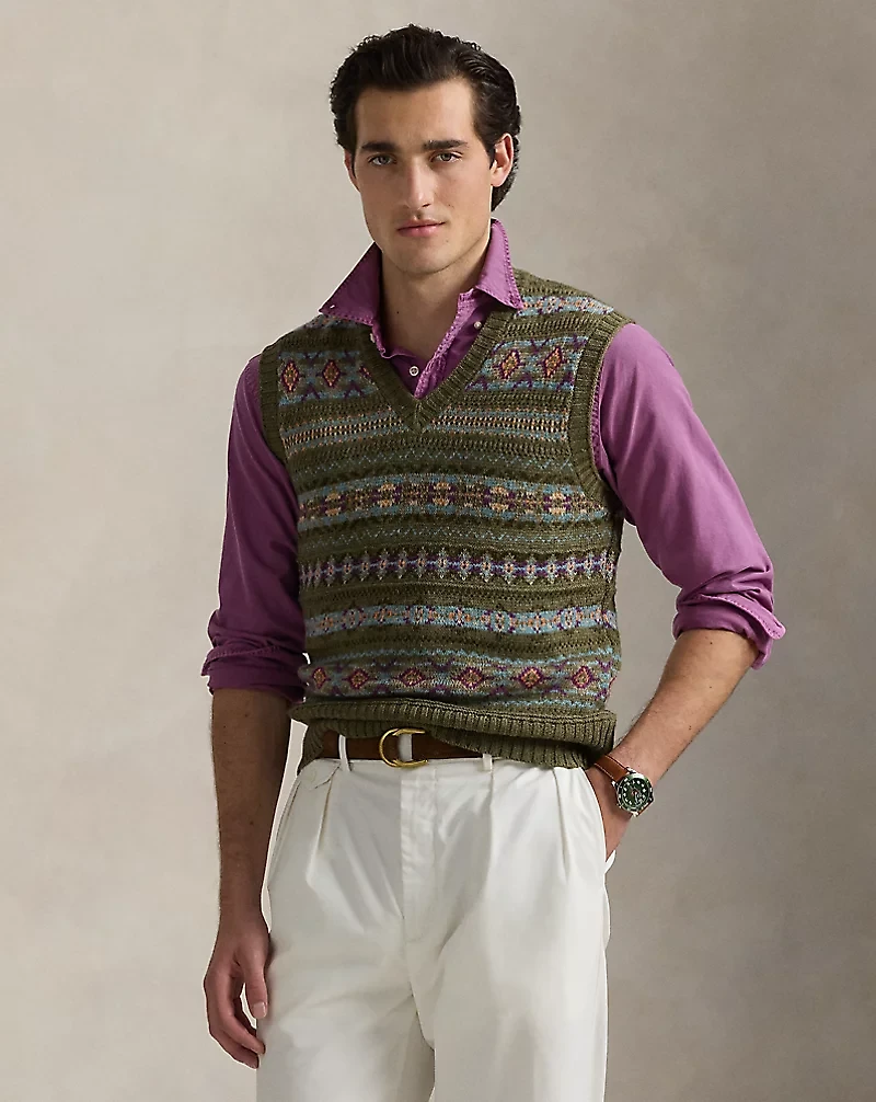 Fair Isle Linen-Blend Sweater Vest