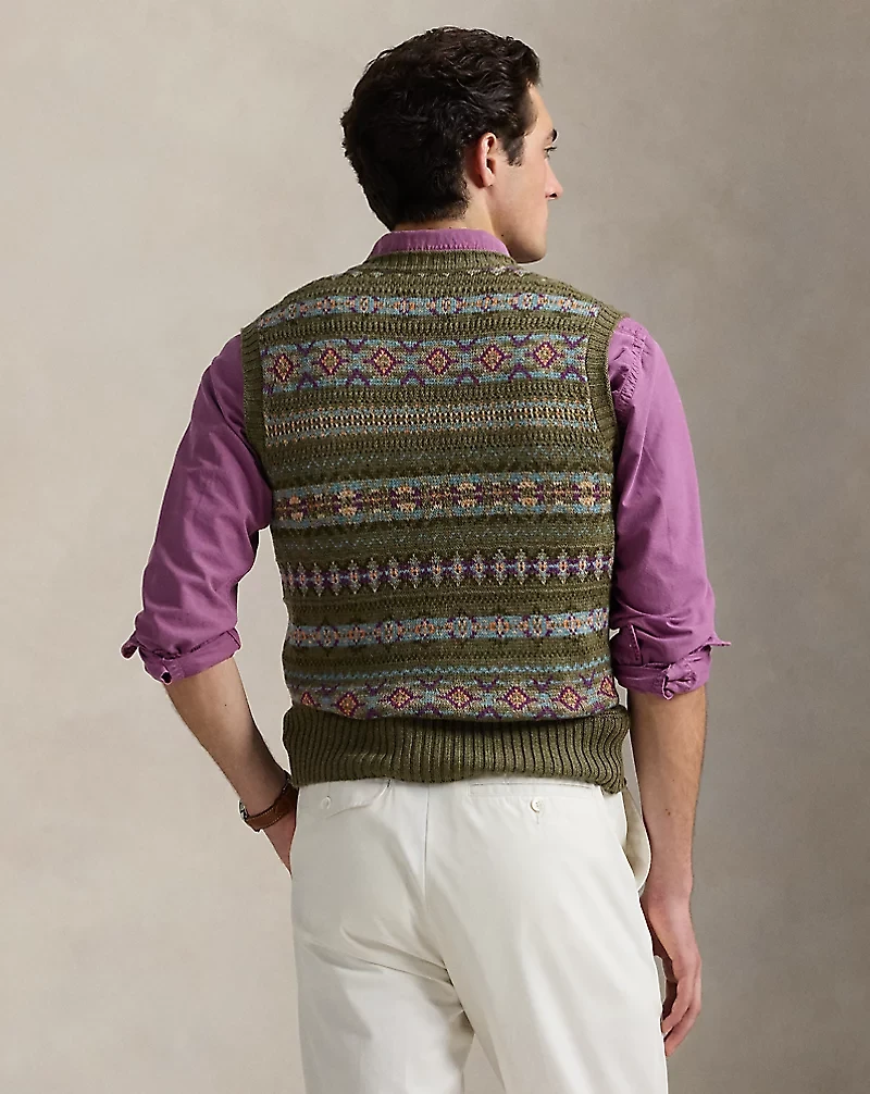 Fair Isle Linen-Blend Sweater Vest