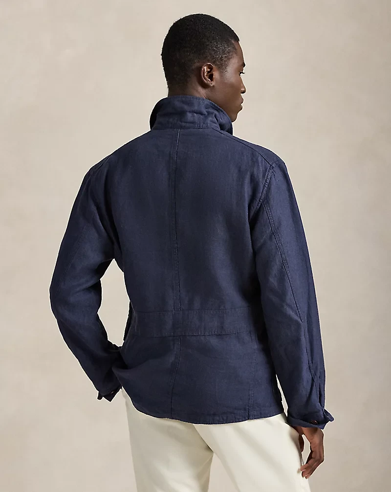 Linen Herringbone Utility Jacket