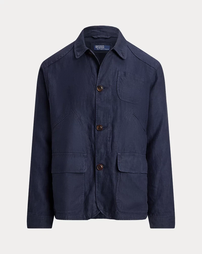 Linen Herringbone Utility Jacket