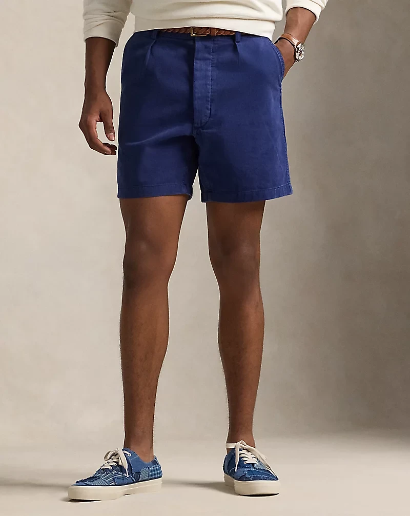 6.5-Inch Relaxed Fit Pleated Twill Short