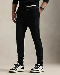 Leather-Pony Double-Knit Jogger Pant