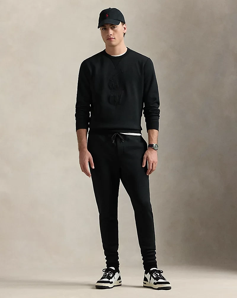 Leather-Pony Double-Knit Jogger Pant