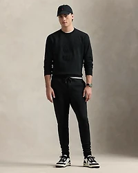 Leather-Pony Double-Knit Jogger Pant