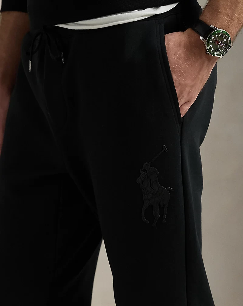 Leather-Pony Double-Knit Jogger Pant