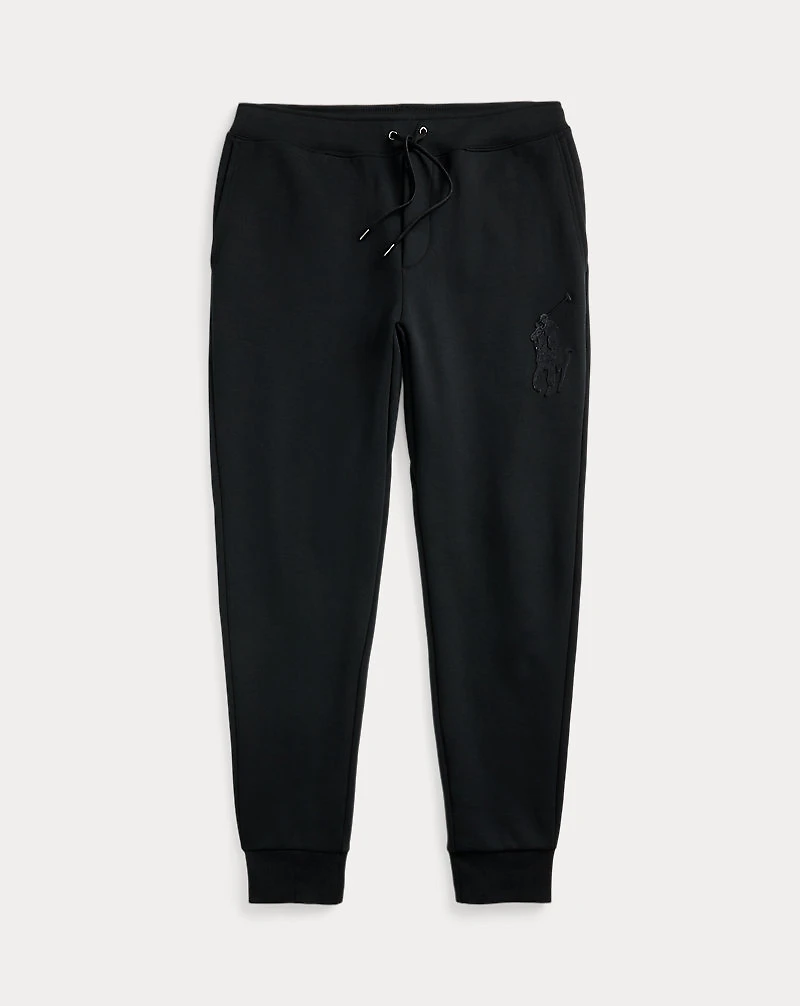 Leather-Pony Double-Knit Jogger Pant