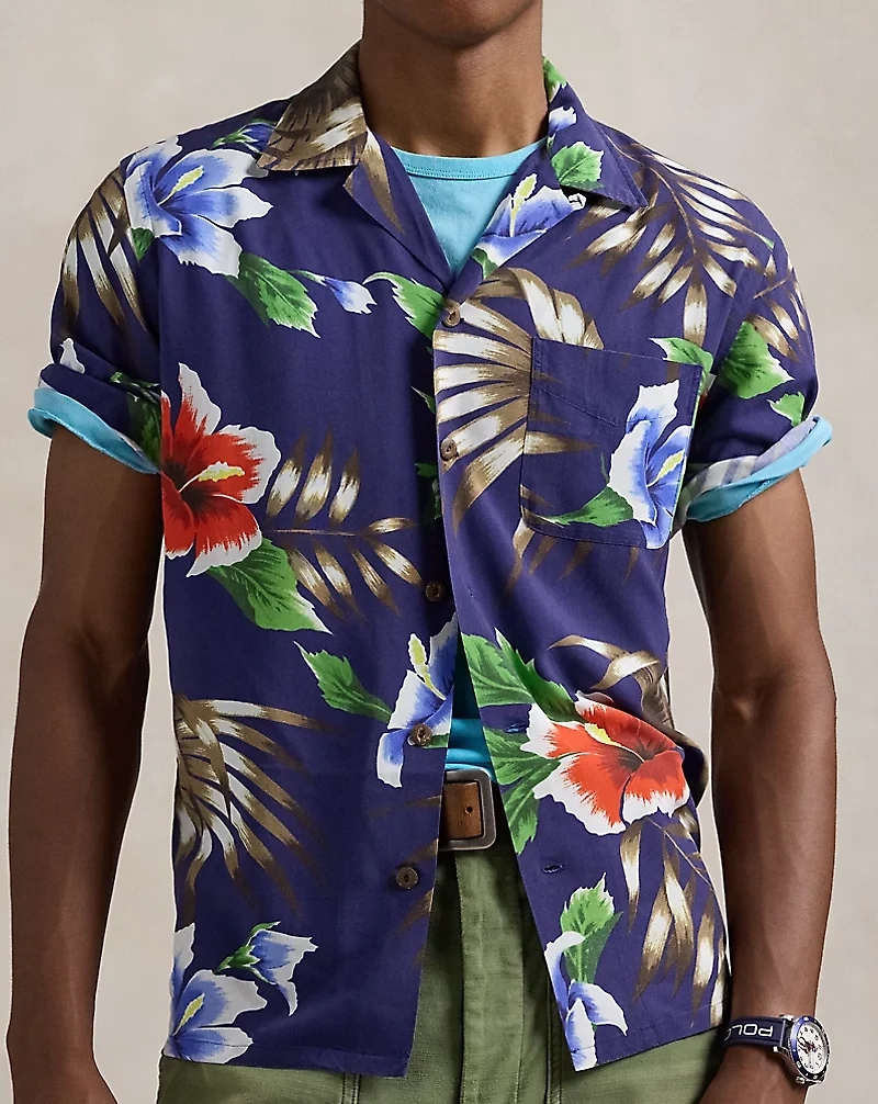 Classic Fit Hoffman Print Camp Shirt