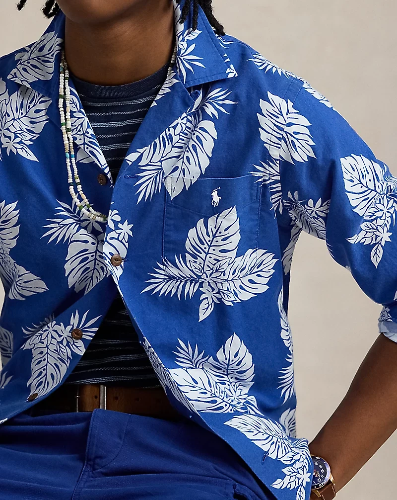 Classic Fit Monstera-Print Oxford Shirt
