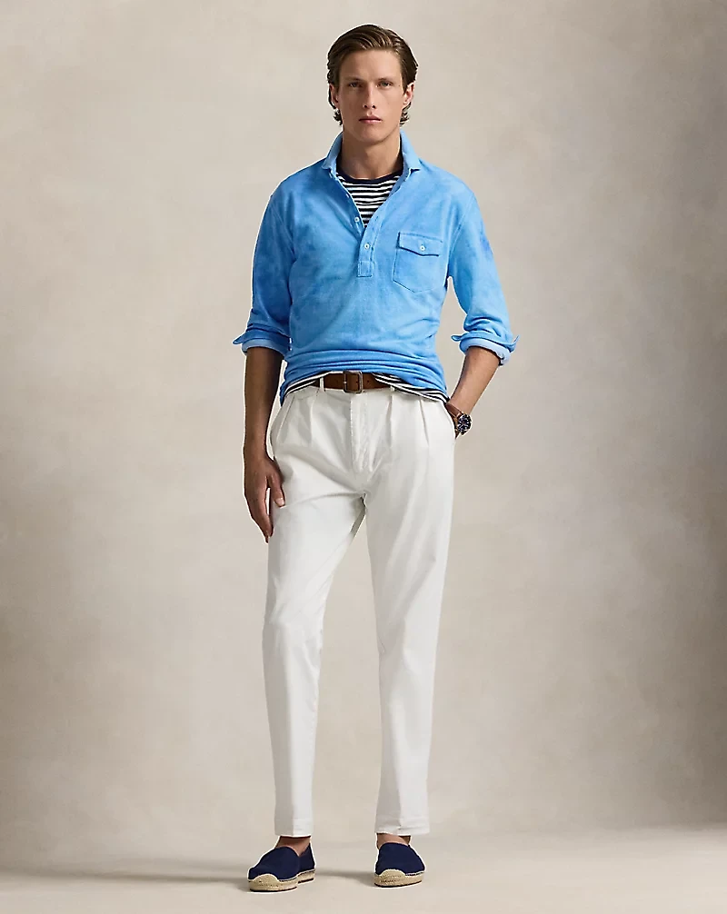 Garment-Dyed Mesh Polo Shirt