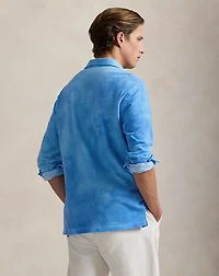 Garment-Dyed Mesh Polo Shirt