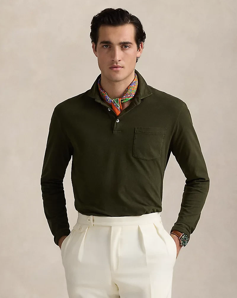 Classic Fit Sueded Jersey Polo Shirt