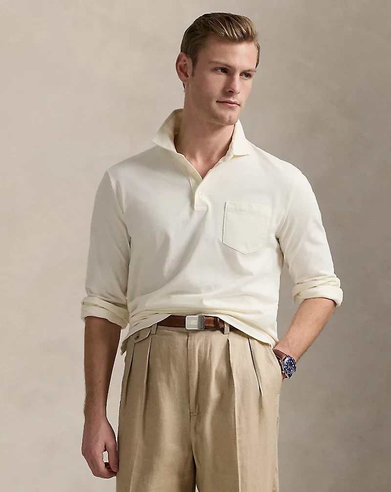 Classic Fit Sueded Jersey Polo Shirt