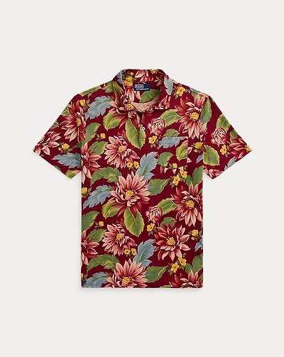 Standard Fit Floral Jersey Polo Shirt