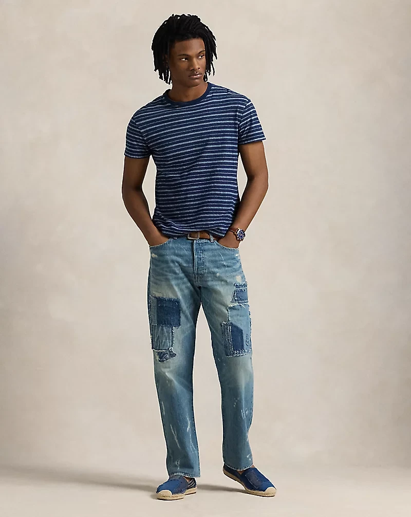 Classic Fit Striped Cotton-Linen T-Shirt