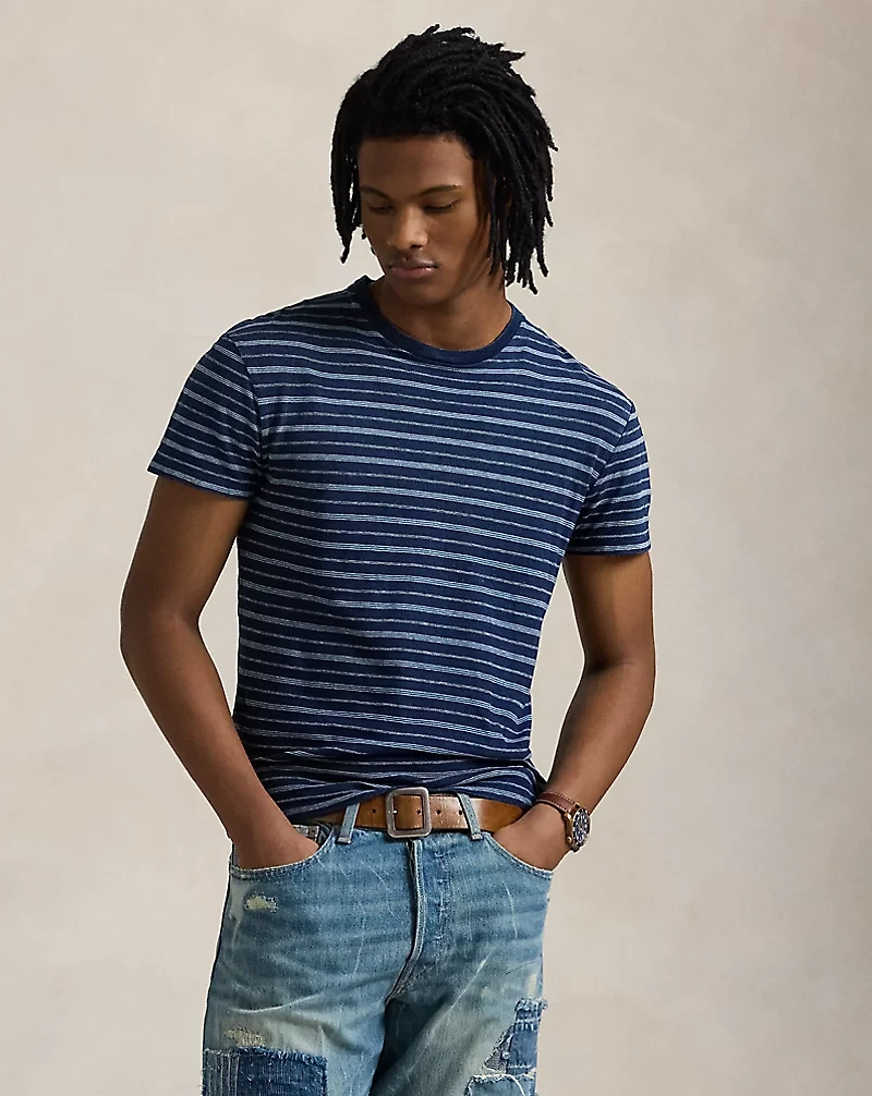 Classic Fit Striped Cotton-Linen T-Shirt