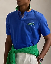 Classic Fit Embroidered Mesh Polo Shirt