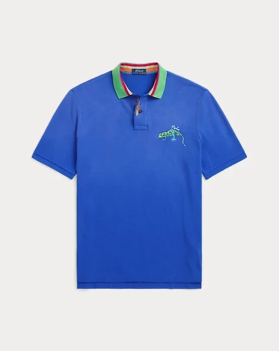 Classic Fit Embroidered Mesh Polo Shirt