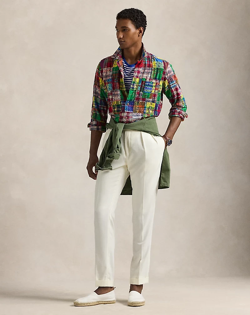 Classic Fit Patchwork Madras Camp Shirt