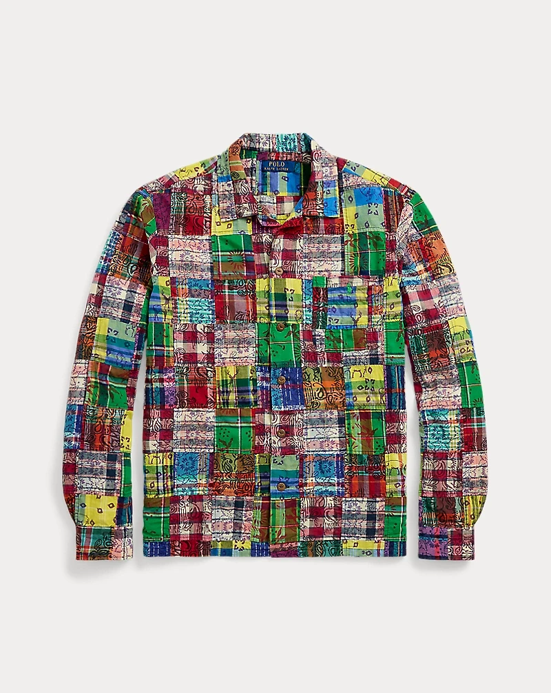 Classic Fit Patchwork Madras Camp Shirt
