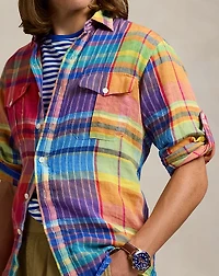 Classic Fit Plaid Linen Workshirt