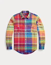 Classic Fit Plaid Linen Workshirt
