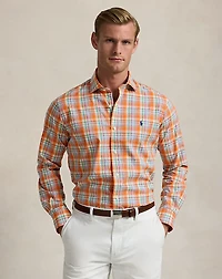 Classic Fit Plaid Stretch Poplin Shirt