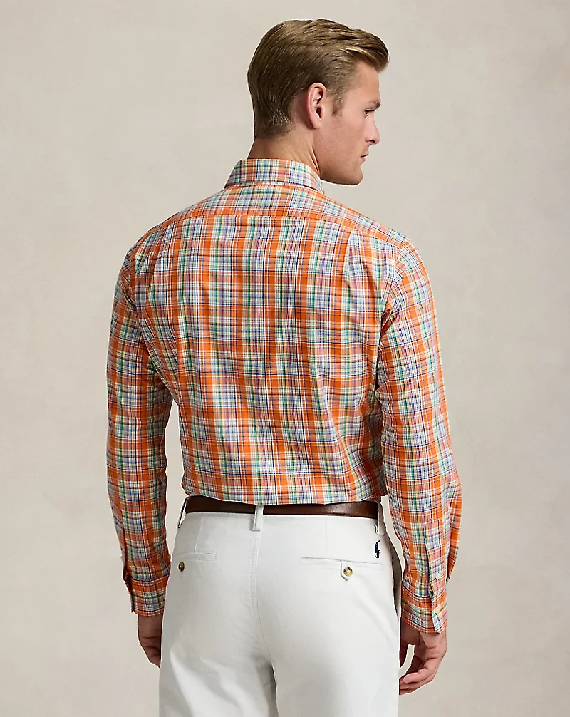 Classic Fit Plaid Stretch Poplin Shirt